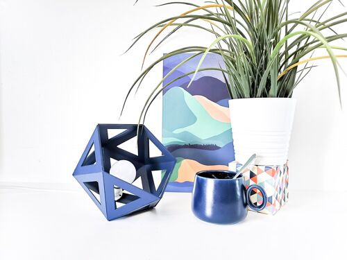 Petite lampe origami bleu marine