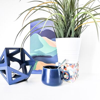 Piccola lampada origami blu navy