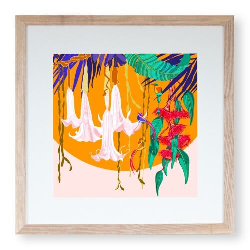 Art Print ‘Tropical Canopy and Orange Sun’ 30 x 30 cm