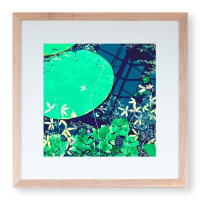 Kunstdruck „Seerosen auf Blau“ 30 x 30 cm