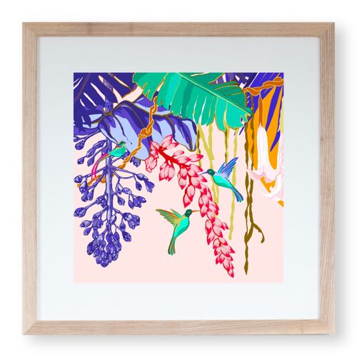 Art Print ‘Humming Birds and Heliconia’ 30 x 30 cm