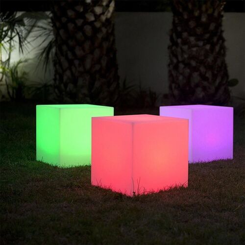 Cube lumineux tabouret sans fil LED multicolore CARRY 40cm