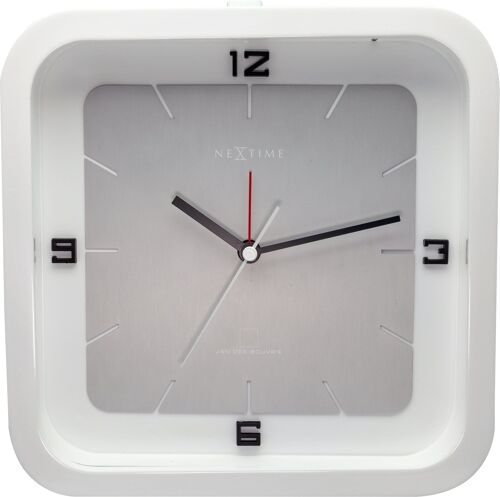 Table clock - 20 x 20 x 6 cm - Wood - 'Square Alarm'
