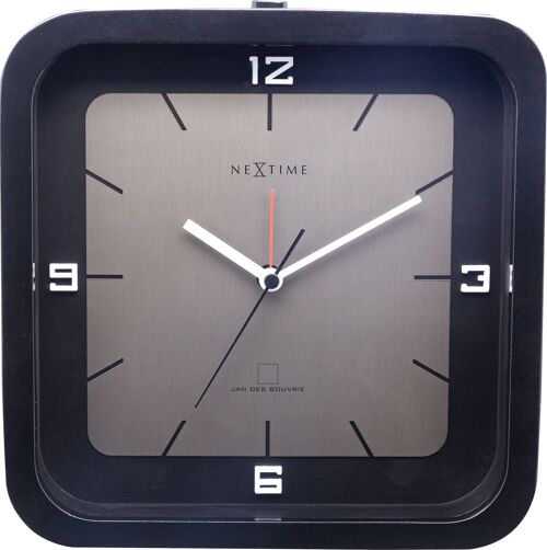 Table clock - 20 x 20 x 6 cm - Wood - 'Square Alarm'
