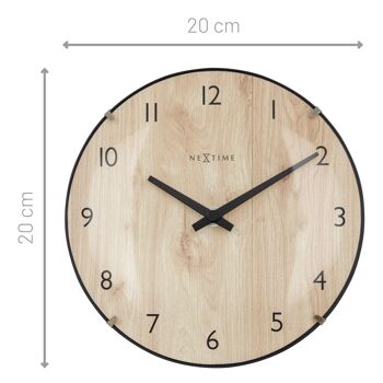 Horloge de table/murale 20cm - Lentille en verre bombée - Silencieuse - Couleur bois clair - Verre - "Edge Wood Mini" 3
