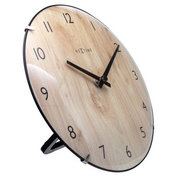 Horloge de table/murale 20cm - Lentille en verre bombée - Silencieuse - Couleur bois clair - Verre - "Edge Wood Mini" 5