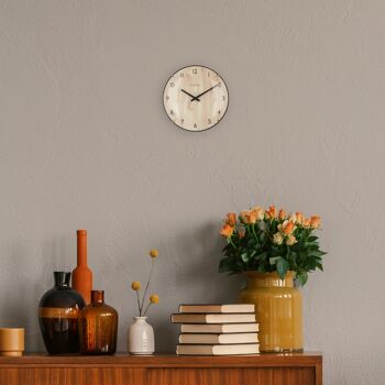 Horloge de table/murale 20cm - Lentille en verre bombée - Silencieuse - Couleur bois clair - Verre - "Edge Wood Mini" 8