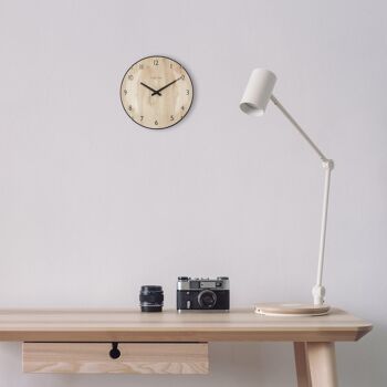 Horloge de table/murale 20cm - Lentille en verre bombée - Silencieuse - Couleur bois clair - Verre - "Edge Wood Mini" 9