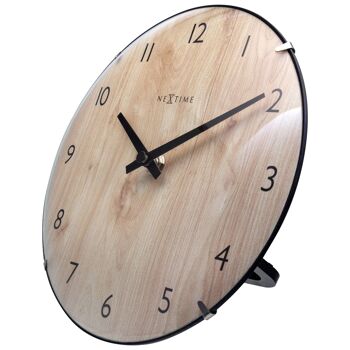 Horloge de table/murale 20cm - Lentille en verre bombée - Silencieuse - Couleur bois clair - Verre - "Edge Wood Mini" 14