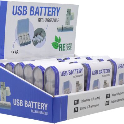 Display batterie AA USB per 18 pezzi di AABAT003