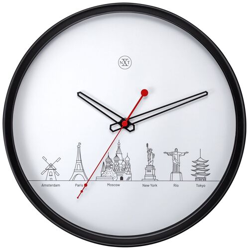 Wall clock -  30 cm - Plastic - 'Worldtour'