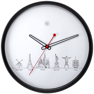 Horloge murale - 30 cm - Plastique - 'Worldtour'