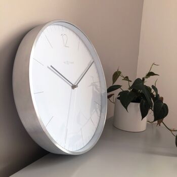 Horloge murale - 34 cm - Verre / Métal - Élégant 'Essential Silver' 9