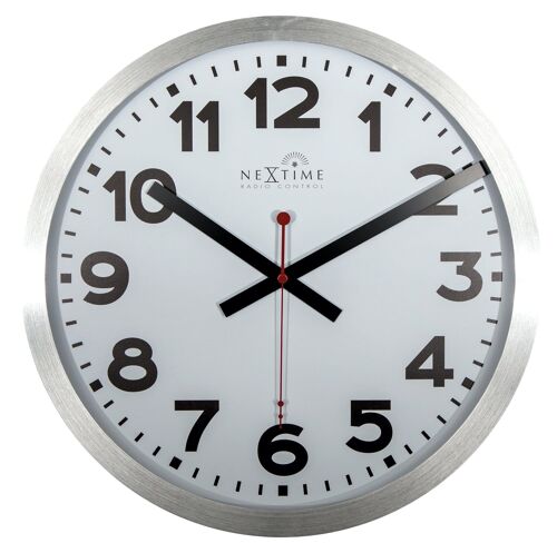 Wall clock -  35 cm  - Aluminum - 'Station Radio Controlled (DCF) Numbers'