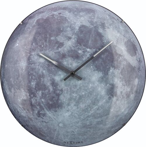 Wall clock -  35 cm  - Dome Glass - Glow-in-the-dark-  'Blue Moon dome'