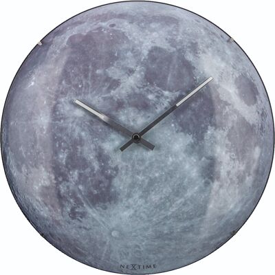 Wanduhr - 35 cm - Kuppelglas - Glow-in-the-dark- 'Blue Moon dome'