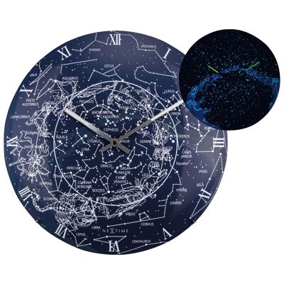 Reloj de pared - 35 cm - Dome Glass - Brilla en la oscuridad - 'Milky Way dome'