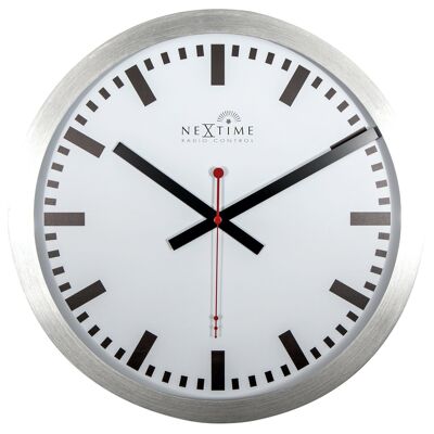 Wall clock -  35 cm - Aluminum - 'Station Radio Controlled (DCF) Stripe'