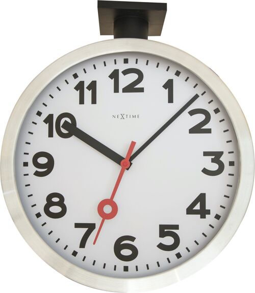 Wall clock -  36 cm - Aluminum/Glass - 'Station Double'