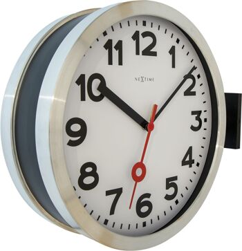 Horloge murale - 36 cm - Aluminium/Verre - 'Station Double' 2