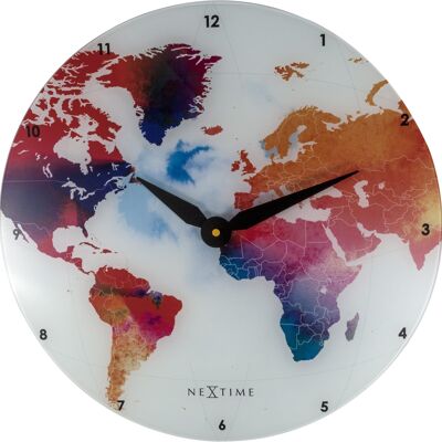 Reloj de pared - 43 cm - Vidrio - 'Mundo colorido'