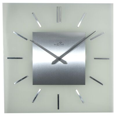 Wanduhr - 40 x 40 cm - Milchglas - 'Stripe Square Radio Controlled'