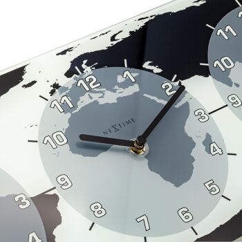 Horloge murale - 50 x 18,6 x 3,6 cm - Verre - Horloge universelle - 'Mondial' 8