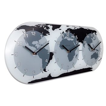 Horloge murale - 50 x 18,6 x 3,6 cm - Verre - Horloge universelle - 'Mondial' 10