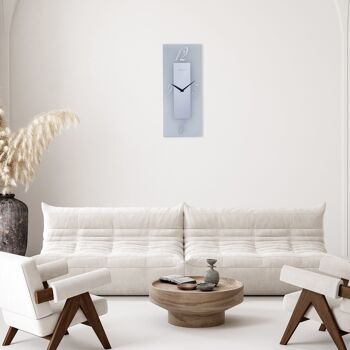 Horloge murale 20x50cm - Silencieuse - Verre - Dépoli/Miroir - "Dali" 6