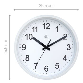 Horloge murale 25,5cm - Silencieuse - Plastique - "Robuste" 15