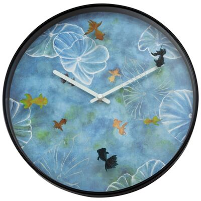 Reloj de pared 30cm - Silencioso - Azul - Plástico - "Estanque"