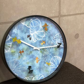 Horloge murale 30cm - Silencieuse - Bleu - Plastique - "Pond" 14