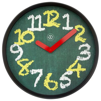 Horloge murale 30cm - Silencieuse - Vert - Plastique - "Tableau noir"