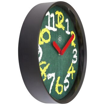 Horloge murale 30cm - Silencieuse - Vert - Plastique - "Tableau noir" 5