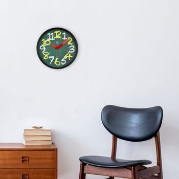 Horloge murale 30cm - Silencieuse - Vert - Plastique - "Tableau noir" 10