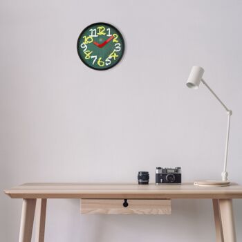 Horloge murale 30cm - Silencieuse - Vert - Plastique - "Tableau noir" 11