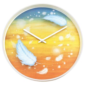 Horloge murale 30cm - Silencieuse - Multicolore - Plastique - "Plumes" 1