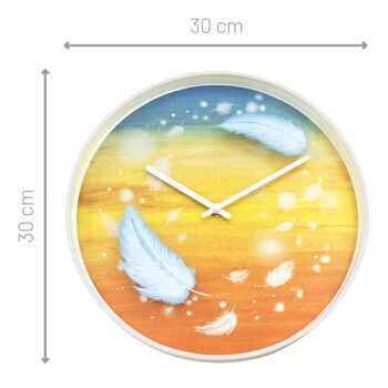 Horloge murale 30cm - Silencieuse - Multicolore - Plastique - "Plumes" 3