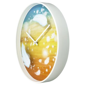 Horloge murale 30cm - Silencieuse - Multicolore - Plastique - "Plumes" 9