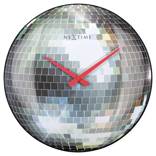 Wall clock 35cm-Silent-Dome Glass- "Disco Ball"