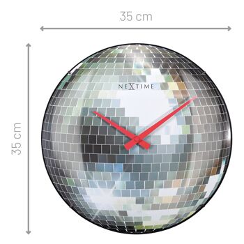 Horloge murale 35cm-Silent-Dome Glass- "Disco Ball" 4