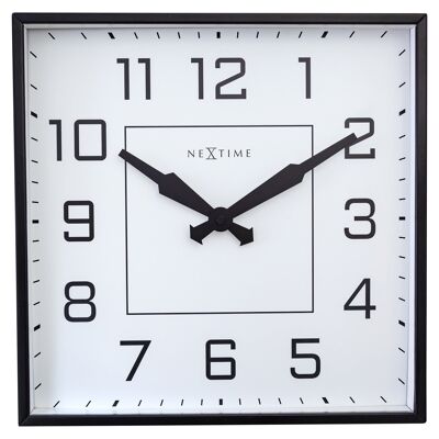 Horloge murale 35x35cm-Silencieuse-Arabe-Métal- "Be Square"