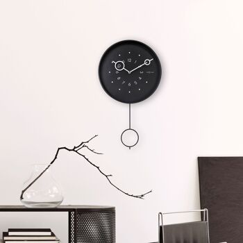 Horloge Murale 35x60x5cm-Pendule-Noir-Métal- "Loop" 2