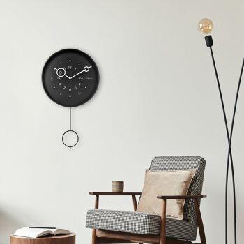 Horloge Murale 35x60x5cm-Pendule-Noir-Métal- "Loop" 3