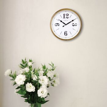 Horloge murale 39cm-Silencieux-Blanc-Métal- "Classic" 2