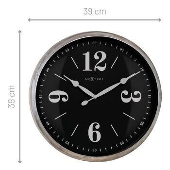 Horloge murale 39cm-Silencieux-Blanc-Métal- "Classic" 14