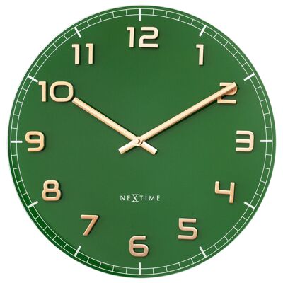 Reloj de pared 40cm - Silencioso - Verde - Vidrio/Aluminio - "Classy Medium"