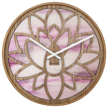 Horloge murale 40cm - Silencieuse - Rose - Bois - "Lotus" 1