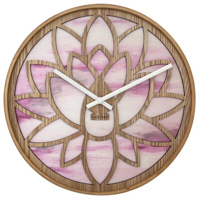 Reloj de pared 40cm - Silencioso - Rosa - Madera - "Lotus"