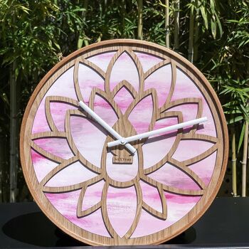 Horloge murale 40cm - Silencieuse - Rose - Bois - "Lotus" 8